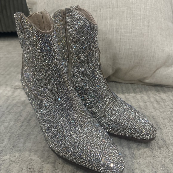 Cushionaire Sparkly Rhinetsone Western Ankle Boots Rodeo Concert Women's Size 8 - Picture 11 of 16
